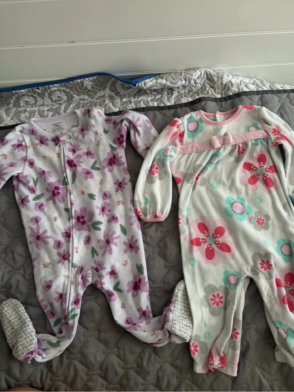 Carter's Floral Footed Pajama Set - Pink, White & Aqua